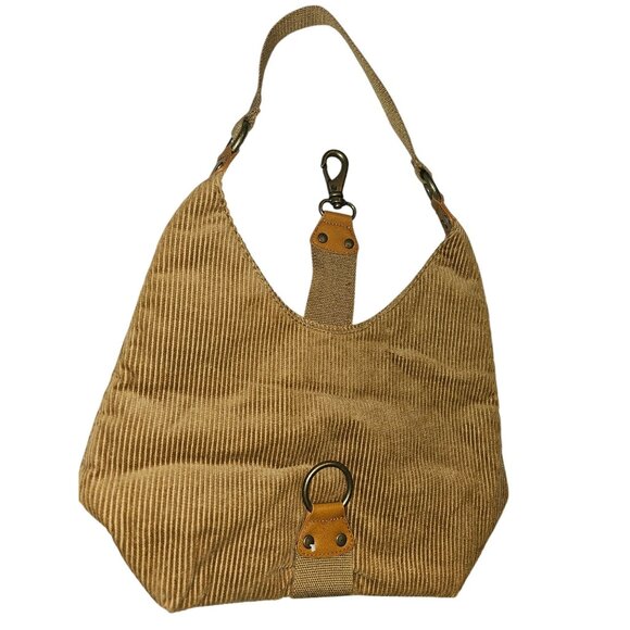 Vintage Y2k Gap Corduroy Hobo Shoulder Bag With Geometric Lining Clip Closure - Picture 8 of 16